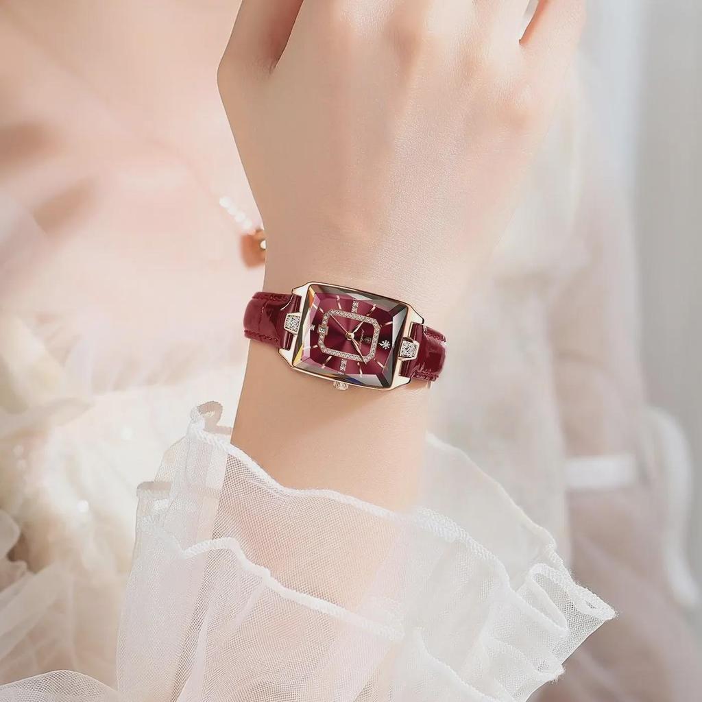 POEDAGAR Rectangle Luxury Women's Watches Waterproof Date Leather Woman Watch Elegant Fashion Quartz Women Wristwatch
