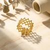Badu Hochwertiger 18K Gold Plated Zopf Detail Ring für Damen Metallstruktur Verstellbar Offener Ring Statement Trendiger Schmuck