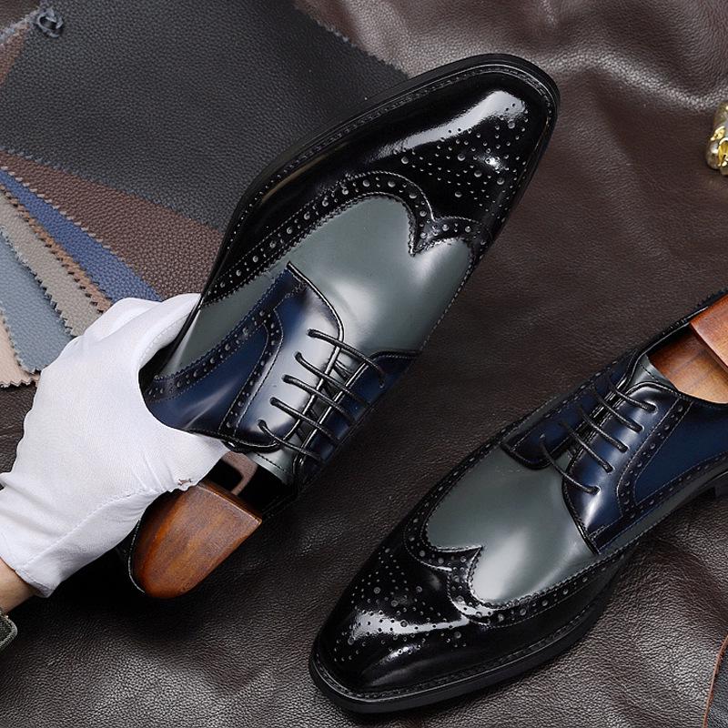 New summer men's pointed cowhide business men's dress single shoes Oxford shoes wear-resistant men's shoes