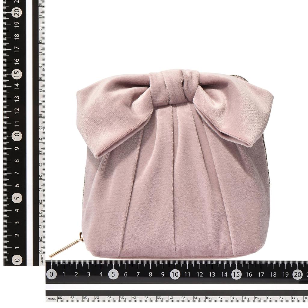Francfranc Velvet Ribbon Stand Freestanding Cosmetic Makeup Storage Pouch, Pink, Stand-Up Style, Pouch,