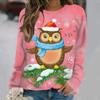 Autumn Fashion Long Sleeve T-Shirt Popular Women's Kawaii Owl Print Tees Aesthetics Round Neck Female Clothing Casual Street Top
