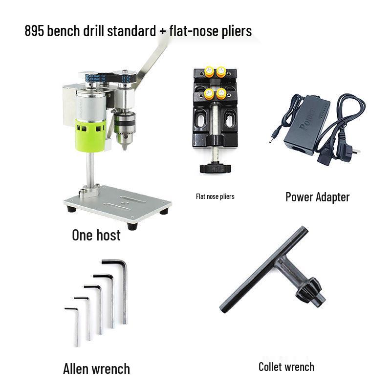Compact Mini Desktop Precision Variable Speed Electric Drill with Stand