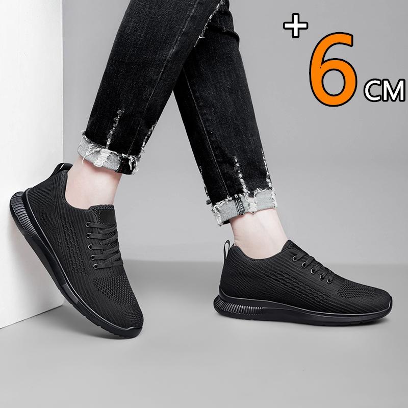 Fashion Men Big Size 37-47 Breathable Mesh Elevator Sport Shoes Soft Comfortable 6cm Hidden Heels Height Increasing Sneakes Lift Casual