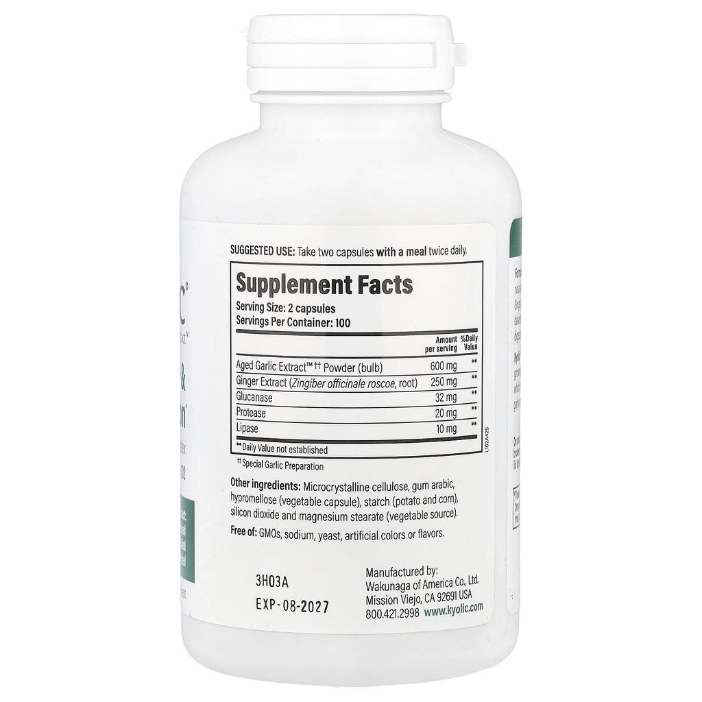 Aged Garlic Extract, Candida Cleanse & Digestion, Formula 102, 200 Veggie Caps