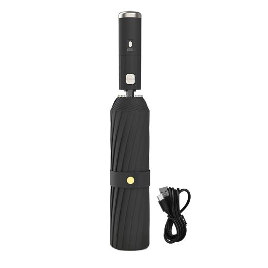 Skládací deštník s ventilátorem, 3 rychlosti, nastavitelný, dobíjecí přes USB, deštník s UV ochranou, přenosný, vodotěsný, větruodolný, letní venkovní sluneční/dešťový deštník