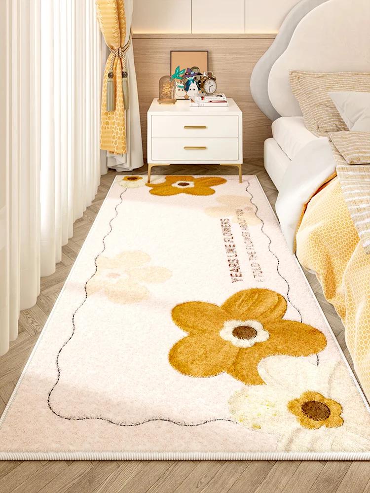 Flower Pattern Bedroom Decor Plush Thick Plush Carpets for Living Room Anti-slip Bedside Washable Floor Mat Home Fluffy Soft Rug