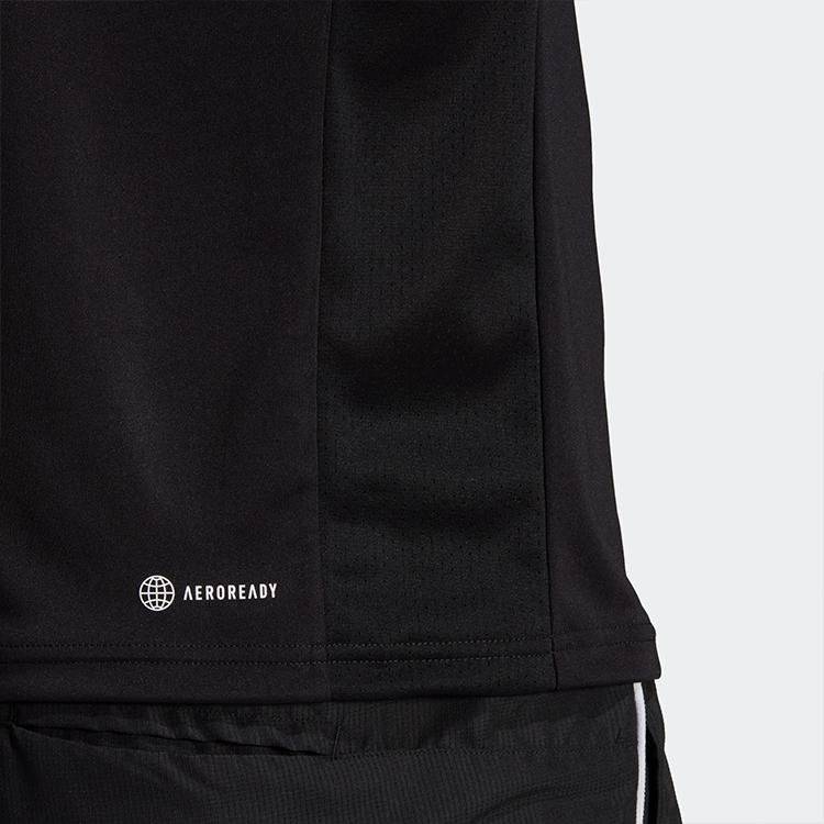 Adidas Solid Color Logo Tennis Polo Shirt Men Tops Black HB6224