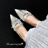 French Pointed Head Low Heel Back Strap Sandals Women's Summer Versatile Women's Bag Head Slippers Commuter Bag Head Shallow Mouth Temperament