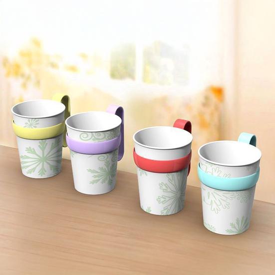 12 Pièces Sous-verre Réutilisable Poignée Élargie Anti-brûlure Isolation Thermique Boucle Élastique Manches Réutilisables en Plastique PP Porte-boissons Chaudes