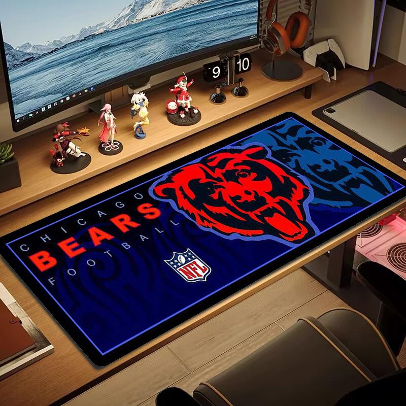 Chicago Bears Logo Color Mouse Pad Large Gaming Table Cushion Non-slip Laptop Tablet Big Mousepad XXL Mat Mini PC Playmat With Lock edge