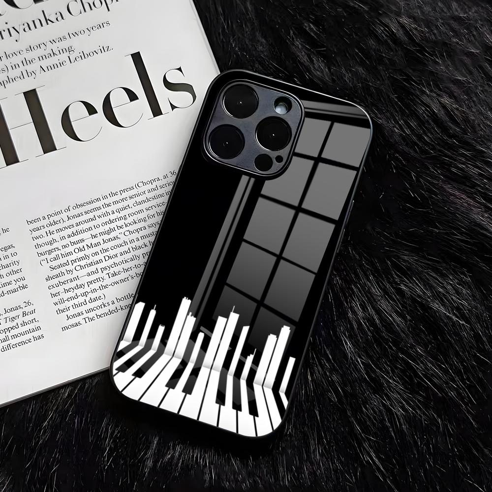 Piano Keys Is Simple Retro Phone Case For IPhone 17 Air 16 E Pro Max 15 14 13 Mini 12 Pro 11 Max Plus Black Glass Cover