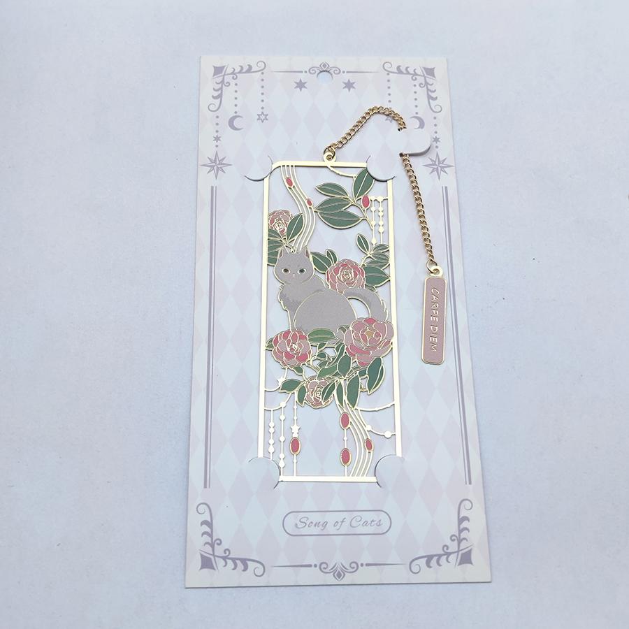 1 Marcador de Livro de Gato Adorável Marcador de Metal Metal Latão Estilo Clássico Fofo Presente para Estudante Marcador Vazado Cultural e Criativo