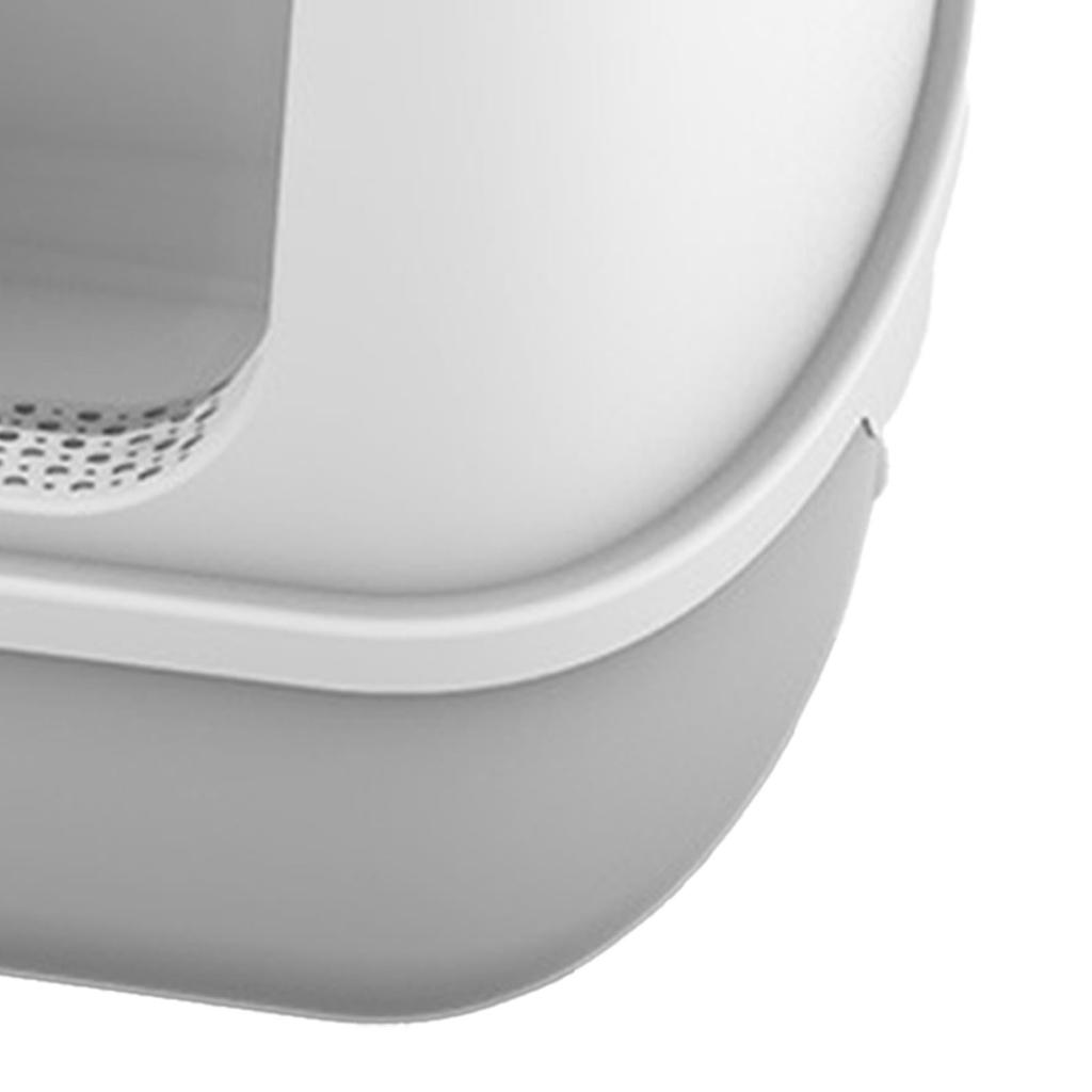 Large Cat Toilet Split Litter Box Tray Fully Enclosed Activated Carbon Deodorization Greyish White