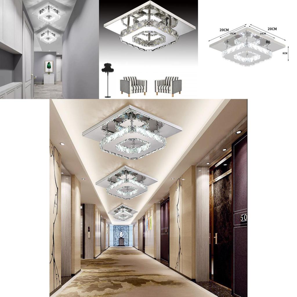 Elegant Square Crystal Led Ceiling Light Modern Minimalist Design For Living Room