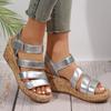 Fashion New Summer Fashion Wedge Sandals for Women Gold Silver Roman Style Peep Toe Platform Sandalias Mujer Thick Bottom Beach Shoes