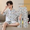 Boys Cotton Pajama Set Thin Sleepwear Cartoon Print Comfortable Home Wear Teens