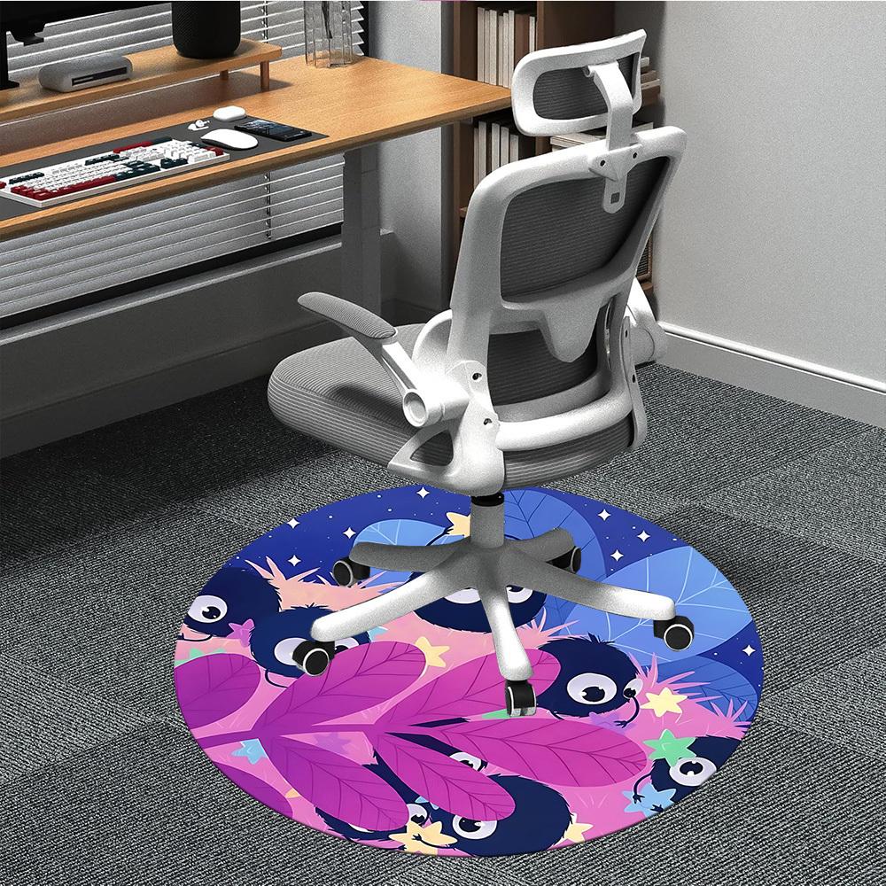 1pc Soot Sprites Office Round Area Rug,  Mat Suitable For Office, Under Office Chairs Bedroom Living Room Home Decor, Room Deco