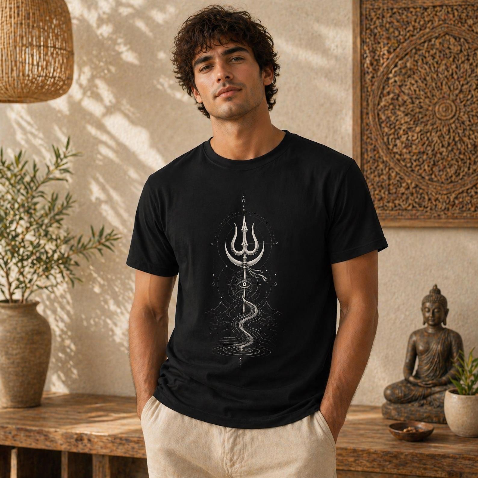 Trishul Spiritual Shirt: Shiva Trident Unisex Tee Spiritual Gift | Hindu Mystic Tee | Third Eye Meditation Top | Meditation & Yoga Apparel 3XL