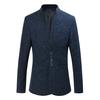 Herren Schlanke Passform Stehkragen Mehrknöpfig Lässiger Blazer Anzugjacke