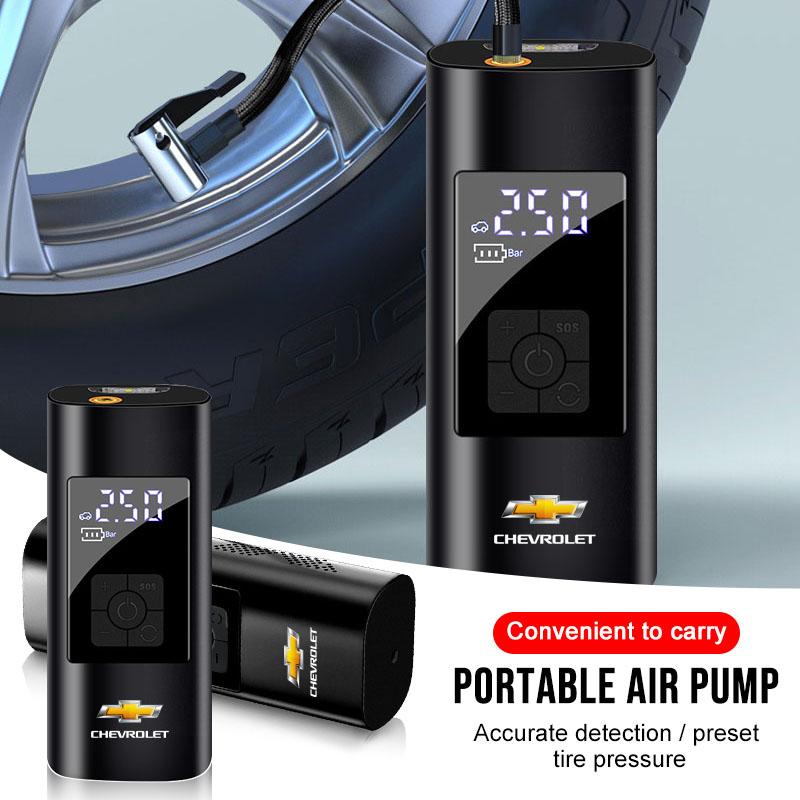 1Pcs Car Tire Inflator Smart Digital Inflatable Pump Emblem Accessories for Chevrolet Camaro Trax Blazer Cavalier Onix Aveo Silverado Malibu Captiva