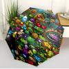 Plants VS Zombies Print Automatic Open Close Umbrella, Portable Foldable Umbrella, for Outdoor Commute Camping Trip, Ideal Birthday Gift