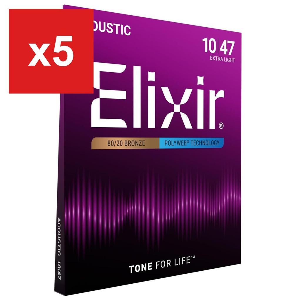 Elixir 11000 POLYWEB 80/20 Bronze Acoustic Guitar Strings, Extra Light .010-.047