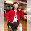 Women's Korean-Style Red Cardigan Sweater Coat - Loose Slimming Knit Top for Spring & Autumn 2025