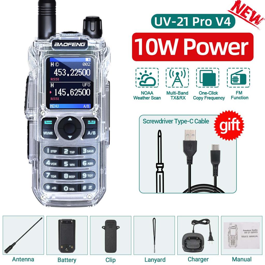 Baofeng UV-21M Portable Walkie Talkie Wireless Copy Frequency Long Range Multi-Band AM FM Type-C Ham Two Way Radio UV-5R MINI