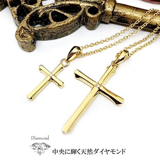 Royal Stag Zest Cross Diamond Necklace for Men and 23K Gold and 925 Sterling Silver Women, (RGP) (Size Small)