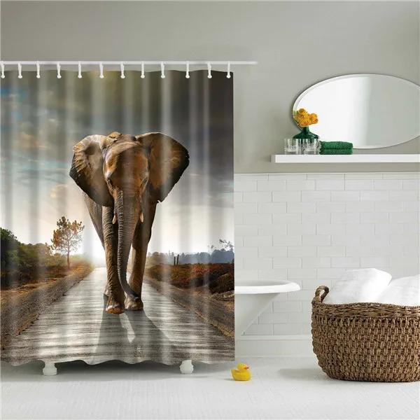 Animals Elephant Shark Killer Whale Octopus Deer Horse Lion Shower Curtains Bathroom Waterproof Polyester Curtain Bath