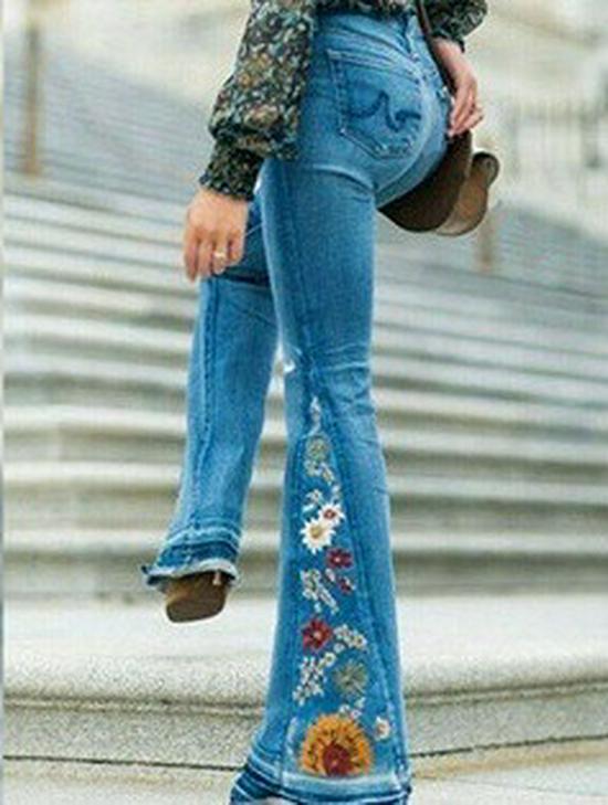 Jean en denim évasé taille moyenne pour femmes style européen et américain automne 2025