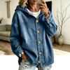 Giacca Cappotto di Jeans Casual da Donna con Cappuccio e Bottoni per Primavera Autunno Capospalla Quotidiano