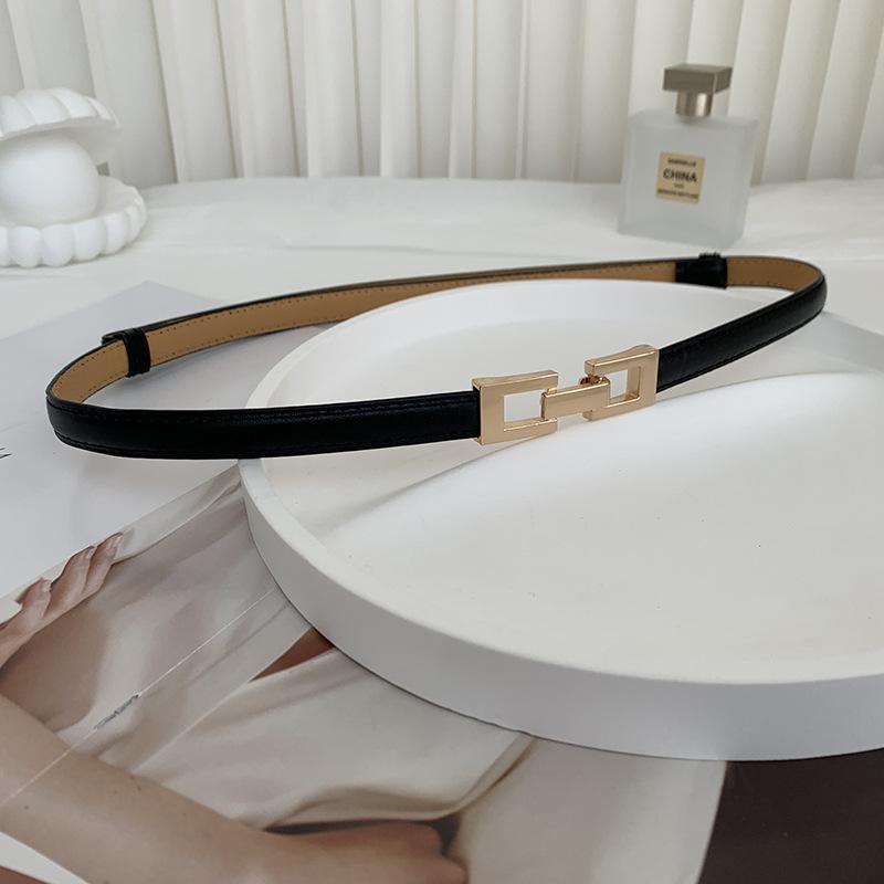 Musthave Womens Double Buckle Belt In Elegant Black And Chic Camel For Outfit Any