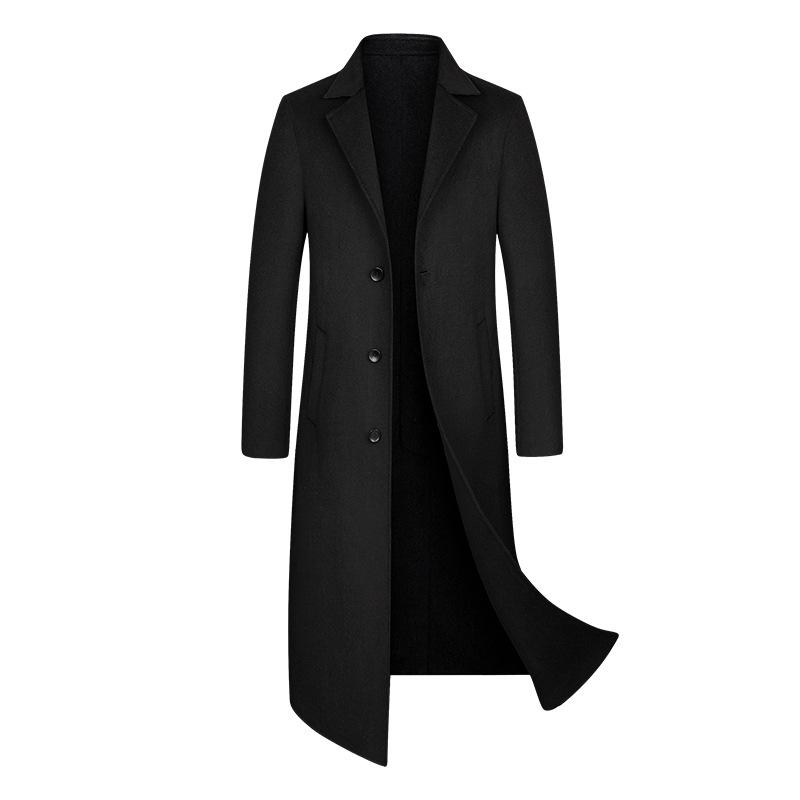 Autunno e Inverno Nuovo Cappotto da Uomo Fatto a Mano Double-face in Lana Versione Coreana Slim-fit Lungo al Ginocchio Cappotto di Lana Trench