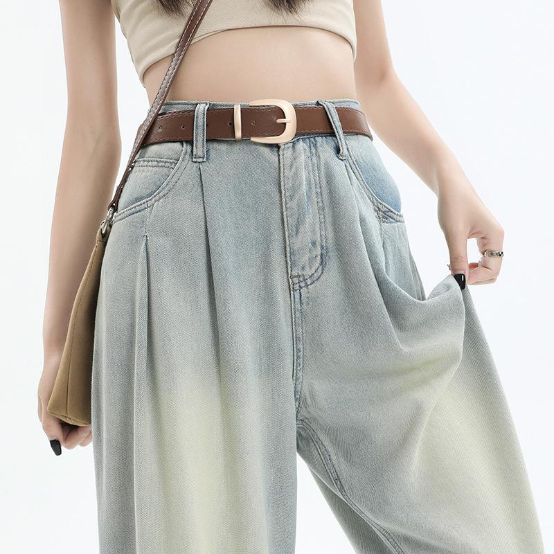 Women Harajuku High Waist Straight Jeans Streetwear Fashion Casual Denim Pants Women Wide Leg Solid Color Jeans