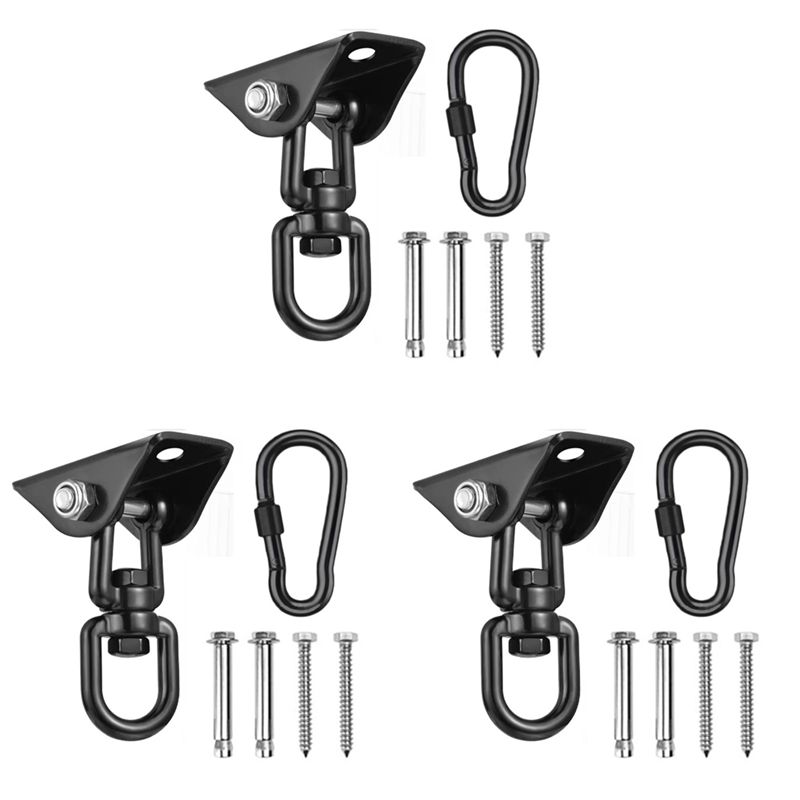 

ABUL-3X Ceiling Hook Hanging Chair 360° Rotate Swing Hanger 450KG Swing Suspension Hook For Punching Bag,Hammock,Yoga,Etc чорний