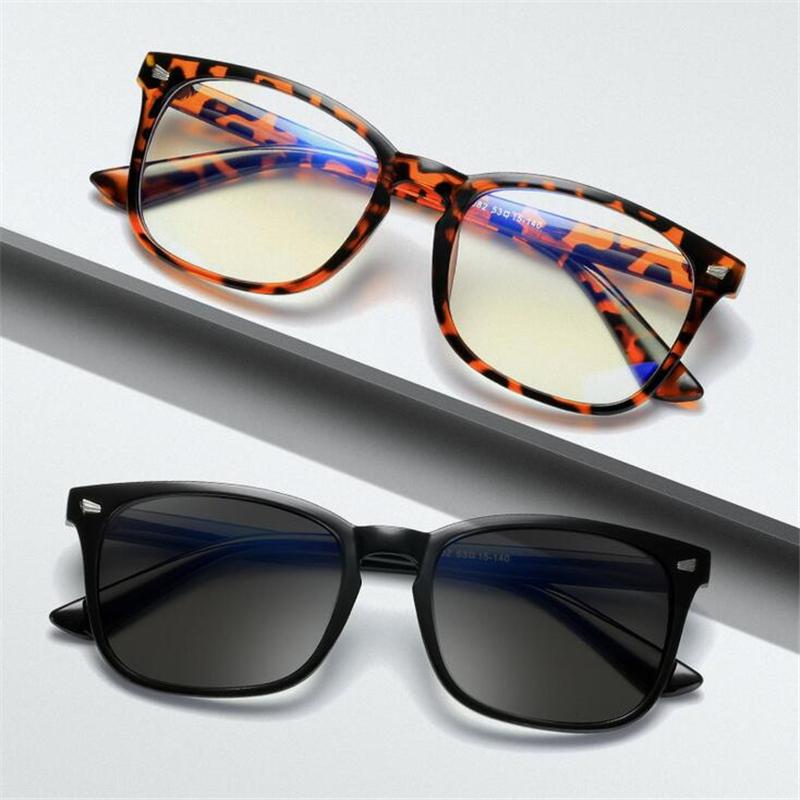 Women Men Sun Photochromic Gray Square Diopter Glasses 0 -0.5 -0.75 To -6.0 Vintage Computer Anti Blue Rays Short-Sight Eyewear