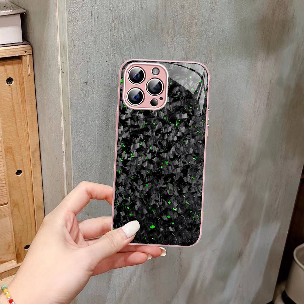 Forged Carbon Fundas Tempered Glass For Iphone 14 13 12 11 Pro Mini XS MAX 14Plus X XS XR Fundas