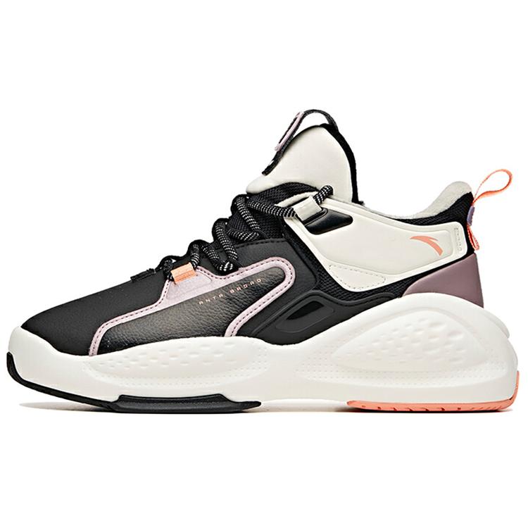 New Anta Bastard Mid Top Skateboard Shoes Women's Black White Pink 122048903-4