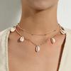 Adjustable Double Necklace Bohemian Metal Round Beads Personalized Versatile Shell Pendant Necklace