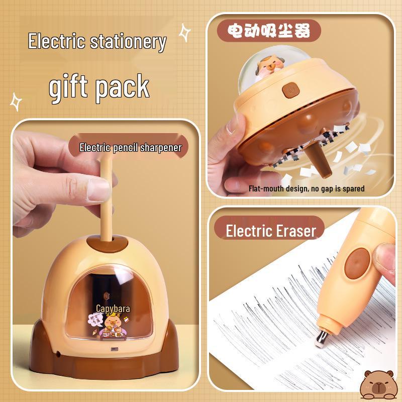 Kapibara Elektryczny Zestaw Artykułów Papierniczych Pudełko Prezentowe dla Dzieci Szkolnych na Boże Narodzenie i Upominki na Przyjęcia.