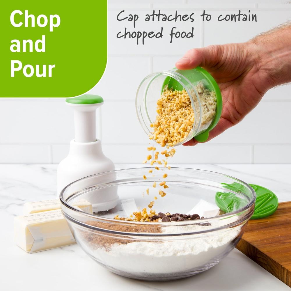 Hachoir à Aliments Frais avec Lame Zig-Zag Rotative Hachage à Une Main Va au Lave-Vaisselle Gadget de Cuisine Oignons Ail Herbes Noix