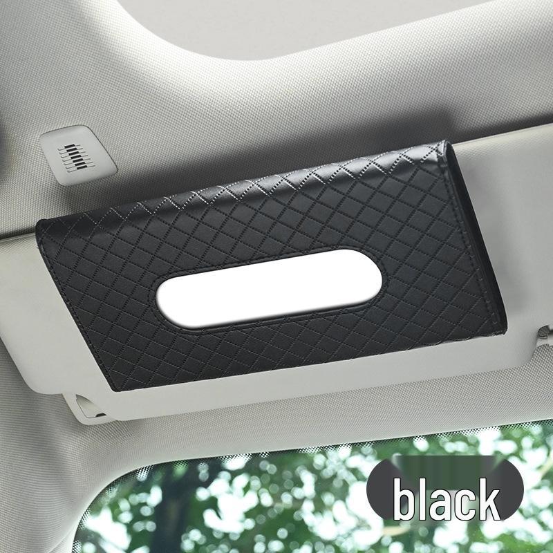 Diamond-Inlaid Leather Car Tissue Box Visor & Seat Back Holder