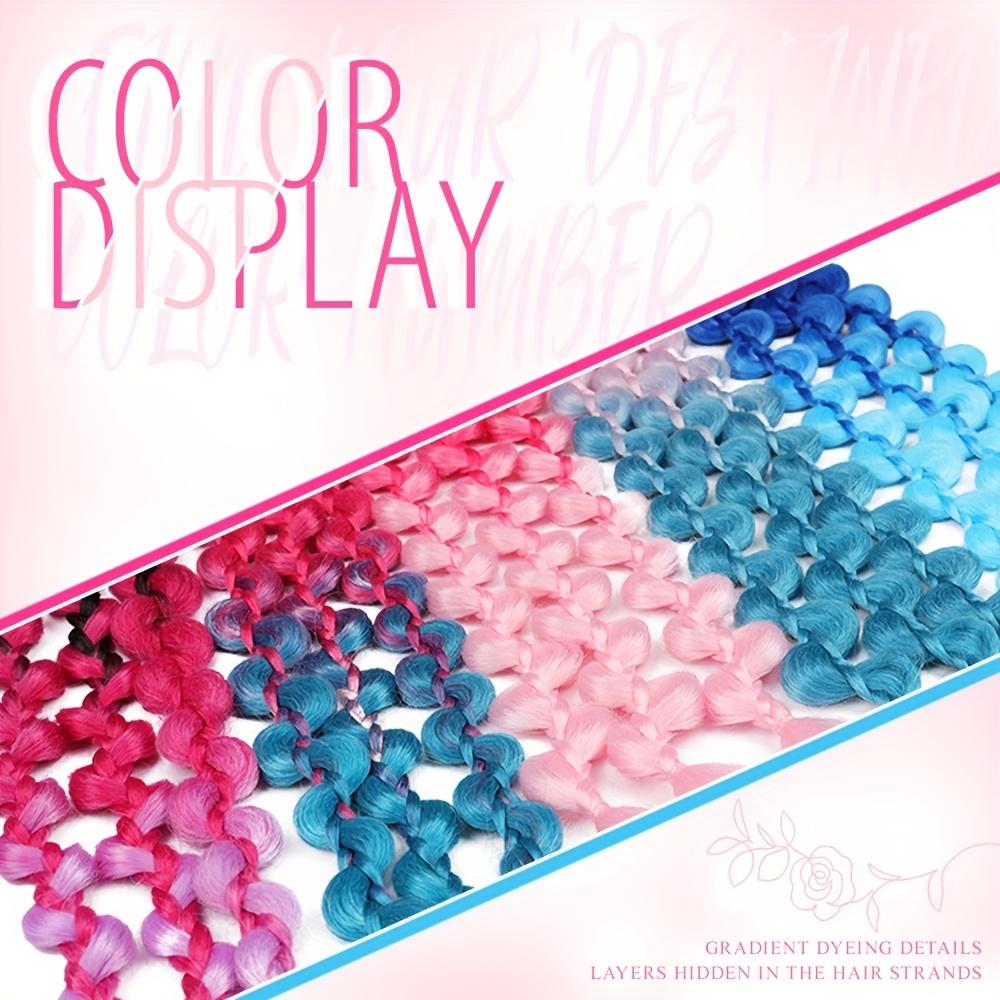 Colored Braids Hair Extension With Rubber Band Rainbow Synthetic Long Hairpieces Ponytail For Women And Girls Halloween Christmas Party Daily Wear