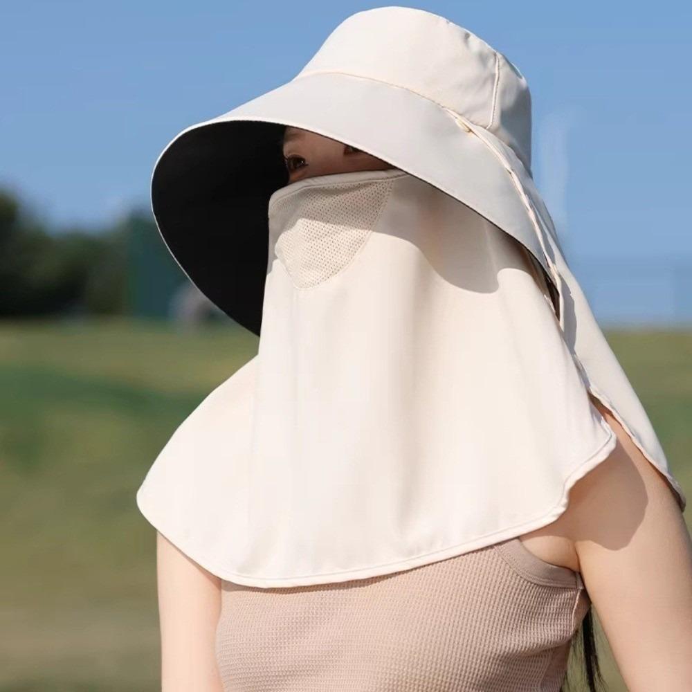Wide Brim Sunscreen Fisherman Hat Breathable Neck Flap Hat Sunscreen Cap Sunshade Sun Hat  Beach