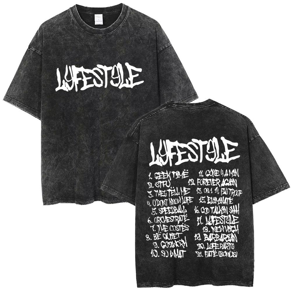 Washed Rapper Yeat Graphic T Shirts LYFESTYLE 2093 Merch T-shirt Hip Hop Fashion Vintage T Shirt Cotton Oversized Tees Unisex