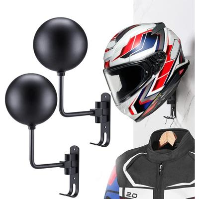 Motorcycle Helmet Holder Wall Mounted Helmet Holder With 2 Hoder ,180°Rotation Metal Helmet Holder for Coats, Hats, Keys, Jacket