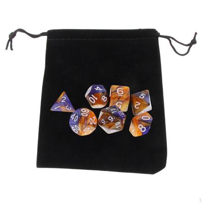 7Pcs Dices Set Durable Entertainment Toy D8 D10 D12 D20 Math Teaching Bicolor Engraved Game