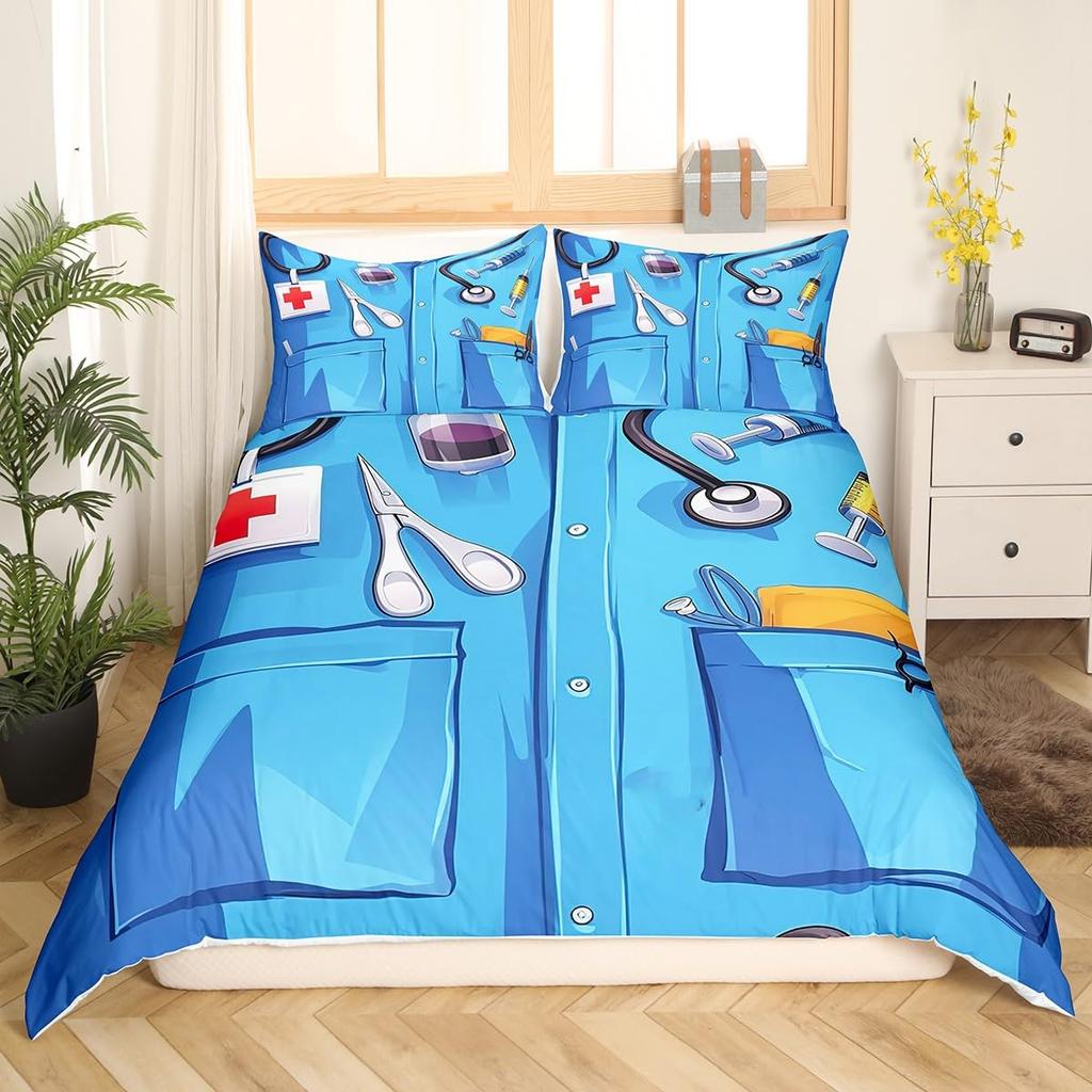 Duvet Covers For Want To Be Doctors Kids Teens Queen King Size Lightweight Down Room Decor 2 Pillowcases 1 Duvet Cover No Quilt