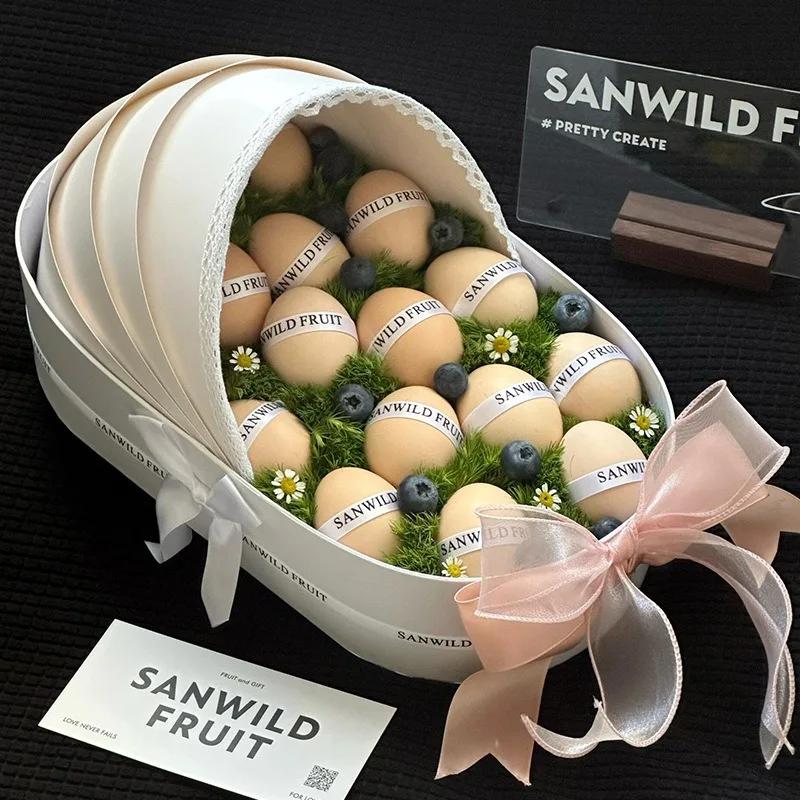 Baby Shower Box Flower Box Wedding Celebration Romantic Contatiner Presents Wrapping Bag Flower Arrangement Cradle Floral Basket bianco